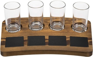 Ensemble d'échantillonnage de vol de dégustation de bière-quatre verres de Pub <span class=keywords><strong>Pilsner</strong></span> de 6 oz et plateau de service en bois brun foncé - Product Image 6