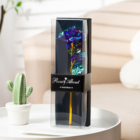 Rose artificielle éternelle unique dans un coffret cadeau transparent, rose à tige dorée pour la Saint-Valentin, décoration romantique pour la maison