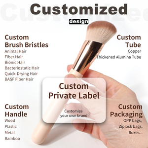 Brochas de Maquillaje Veganas de Alta Calidad y Bajo <span class=keywords><strong>Precio</strong></span>, con Mango de Madera, Brochas de Maquillaje al por Mayor, Juego de Brochas de Maquillaje con Mango Rosa - Product Image 4