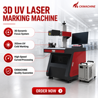 CKMACHINE Nouvelle machine de marquage laser UV 3D JPT 355nm haute précision à refroidissement par eau, compatible DXF/PLT/DST pour verre, plastique, métal
