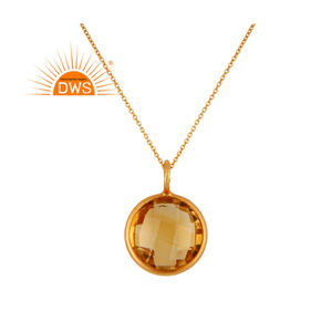 Colgante de citrino natural, joyería al por mayor, forma de pera, cadena de plata chapada en oro, colgante, fabricante, proveedor, Colección Vintage - Product Image 1
