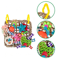 Tapis de Forrage Naturel Non Toxique 18CM, Filet d'Escalade Suspendu pour Oiseaux avec Déchets de Papier Loofah pour Cage à Oiseaux, Jouet à Mâcher pour Perroquet