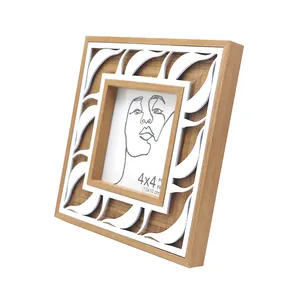 Jinn Home Customize Size Wooden Abstract Sculpture Art Photo Frame Wooden Picture Frame