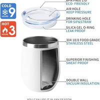 Vaso de Oficina de Acero Inoxidable con Forma de Huevo de 12 oz, Doble Pared, Aislamiento Térmico al Vacío, Mantiene Bebidas Frías y Calientes, para Café y Vino