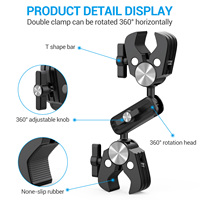 Pince à crabe multifonctionnelle en alliage d'aluminium magique 360° °   Kit de bras articulé réglable pour caméra avec double rotule et support GoPro