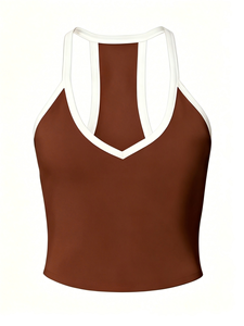 Women's 4 Pack Racerback Tank <b>Tops</b> - V Neck Cropped <b>Camisole</b> with White Trim Contrast Ribbed Workout Sleeveless <b>Tops</b> - Product Image 4