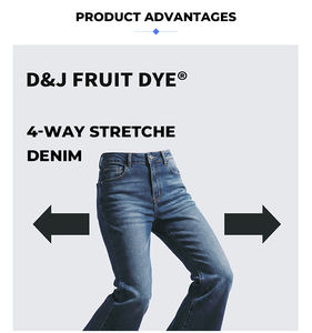 Jean évasé taille haute en denim délavé effet rafraîchissant pour femme, contrôle du ventre, style décontracté d'été, prix fabricant - Product Image 5