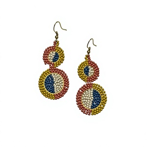Coral Glass Seed Beads Bohemian Style Tassel Hoop <b>Earrings</b> Elegant Fringe Accessories Women's <b>Earrings</b> - Product Image 4