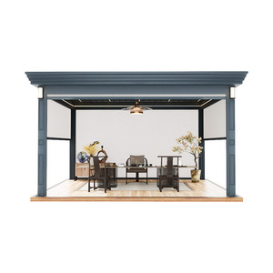 Pergola motorisée en aluminium marron moderne, imperméable, résistante au vent, anti-corrosion, abri extérieur réglable automatiquement pour jardin et <span class=keywords><strong>terrasse</strong></span> - Product Image 5