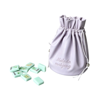 Pochette personnalisable en cuir PU pour tuiles de mahjong, sac de rangement souple en cuir avec cordon de serrage pour le voyage et les cadeaux