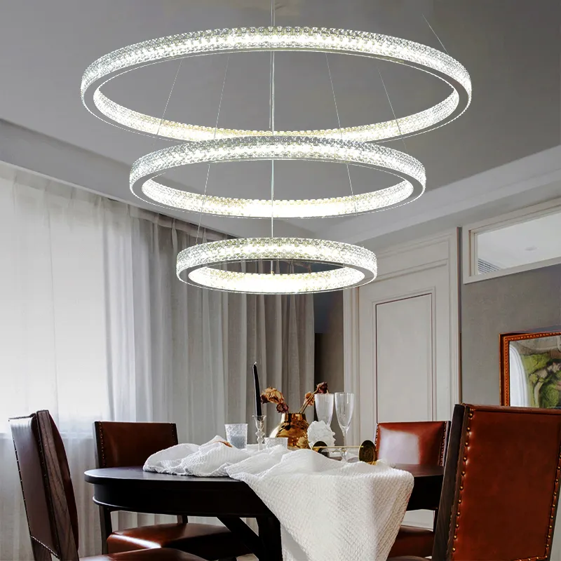 Lustre en forme d'anneau de cercle de Style moderne, décoration de maison, lampe suspendue de luxe en Silicone