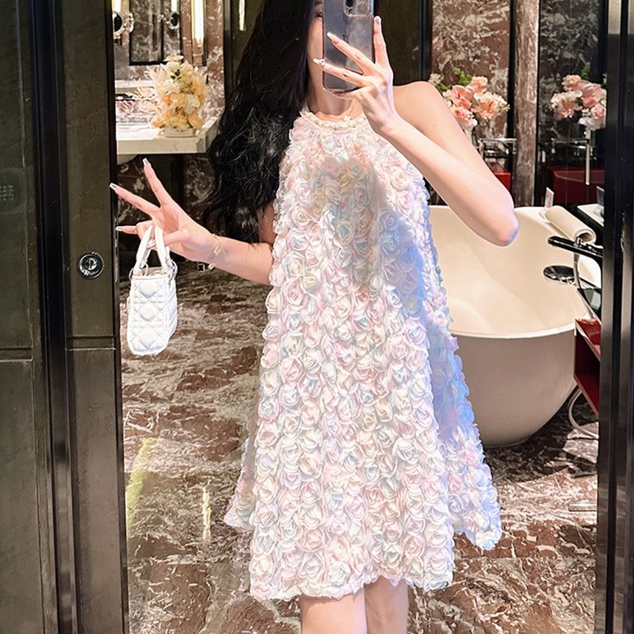 Light Luxury Small Fragrant Style Hanging Neck Dress 2025 Summer