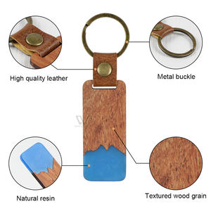 Nouvelle impression en bois résine porte-clés mode sac pendentif époxy bois puce Bracelet porte-clés - Product Image 3