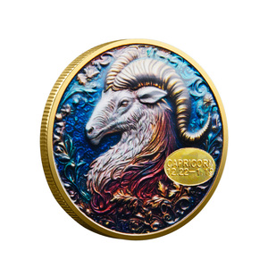 Moneda Conmemorativa del Zodiaco de Aleación de Zinc con Relieve Colorido Tradicional, Diseño de Cabra del <span class=keywords><strong>Capricornio</strong></span>, Moneda Decorativa - Product Image 2
