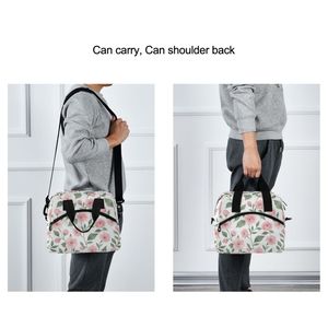 Sac à déjeuner personnalisé à imprimé floral rose avec logo, sac isotherme en gros pour femmes - Product Image 2