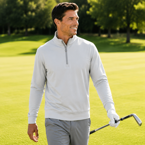 Produits phares de haute qualité : Pull de golf respirant et à séchage rapide, couleur unie, avec fermeture éclair quart de tour - Product Image 1