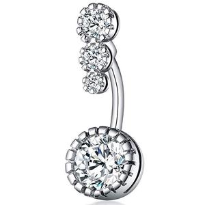Anillo de ombligo de acero inoxidable con forma de corazón doble, anillos colgantes de circón de mariposa con incrustaciones de <span class=keywords><strong>Piercing</strong></span> para el cuerpo para bodas - Product Image 5