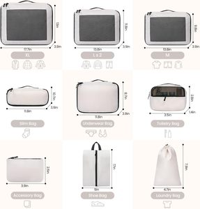 Ensemble de cubes de rangement pour <span class=keywords><strong>voyage</strong></span> |   Lot de 10 organiseurs de bagages multifonctionnels en polyester durable, couleur personnalisée, avec fermeture éclair - Product Image 2