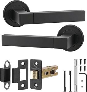 Matte black bathroom <b>door</b> <b>handle</b> set thumb turn privacy backplate lever for interior WC and <b>toilet</b> <b>doors</b> - Product Image 3