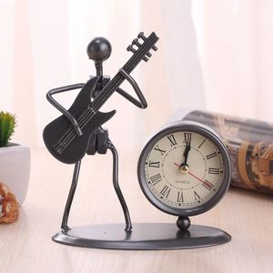Creative Metal Crafts Music Iron Man <b>Clock</b> Musical Instrument Ornaments <b>Vintage</b> Home Office Desktop Decoration - Product Image 6