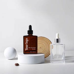 Flacon compte-gouttes carré de luxe 30 ml en verre dépoli noir transparent, imprimé sérigraphié, pour huile essentielle et sérum, avec emballage magnétique - Product Image 5