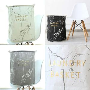 KUYUE Cotton Storage Bag Laundry Bag <strong>Jute</strong> Bag Marble Foldable Storage <strong>Baskets</strong> Print Grey Manual Big Capacity Hemp White Black - Product Image 4