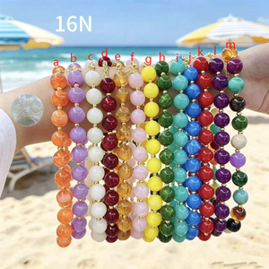 Collier de perles rondes colorées en acrylique style bohème épais de 16 mm pour femmes, idéal pour l'été et la plage - Product Image 6