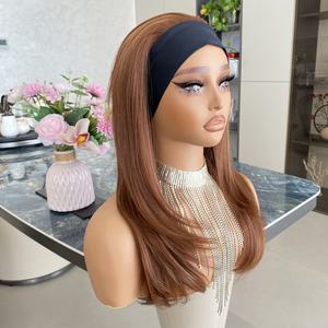 Perruque Bandeau Synthétique Courte Transparente, Lisse, Mélange de Couleurs Gingembre et Brun, Résistante à la Chaleur, pour Femmes Noires - Vente en Gros Fournisseur - Product Image 2