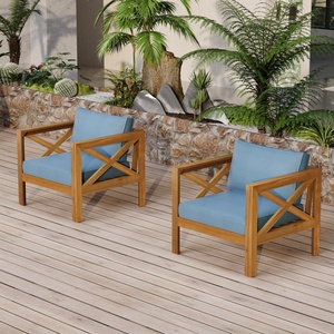 Divano da Esterno a 2 Posti con Struttura Intrecciata da 63,5 Pollici, Seduta Profonda e Cuscini in Olefin Blu per Tutte le Stagioni, Ideale per Giardino/Cortile - Product Image 1