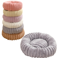 Coussin pour animaux de compagnie en fourrure de lapin de haute qualité, nid rond en peluche longue et chaude pour chats et chiens, utilisation hivernale