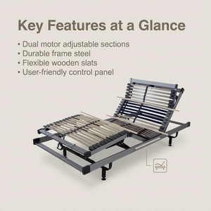 Lit électrique axé sur le confort avec télécommande filaire, tête/pieds réglables, moteur OKIN durable, idéal pour la lecture et la télévision - Product Image 3