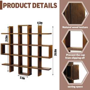 Estantes flotantes de bambú natural para almacenamiento en pared, estantes flotantes de libros para pared, estantes flotantes de <span class=keywords><strong>Sorbus</strong></span> ancho para pared - Product Image 2