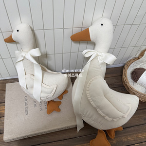 Jolie peluche canard en lin avec nœud, faite à la main, pour décoration <span class=keywords><strong>de</strong></span> chambre d'enfant, accessoires <span class=keywords><strong>photo</strong></span>, cadeaux <span class=keywords><strong>de</strong></span> baby shower - Product Image 5