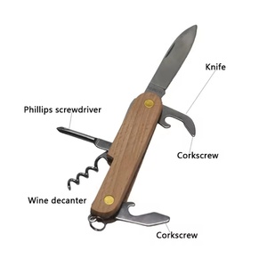 มีดพับอเนกประสงค์ 5-in-1 พร้อมส่ง ด้ามไม้ ระบบล็อคเต็มรูปแบบ แบบสวิส - Product Image 2