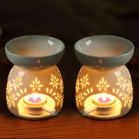 Bougeoir en céramique brûleur à huile essentielle ou cire fond brûleur aromathérapie diffuseur d'huile d'arôme four décoration de la maison