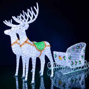 Santa Claus Sleigh <b>Lights</b> with Reindeer Outdoor Christmas Decoration - Product Image 1