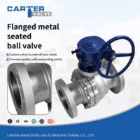 Katup Bola Berbahan Logam WCB CF8M Ujung Flens Pneumatik Trunnion Mounted Full Bore untuk Minyak Gas LNG Standar API 6D ANSI OEM Custom