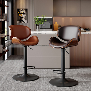 Taburetes de Bar de altura de mostrador de <span class=keywords><strong>madera</strong></span> tapizados, Taburetes de Bar de cocina giratorios, sillas altas de respaldo <span class=keywords><strong>alto</strong></span> simples blancas al por mayor - Product Image 1