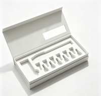 Boîte rigide blanche personnalisée avec fenêtre transparente en PVC, impression de ligne moléculaire rouge, boîte d'emballage pour kit de stylos avec insert EVA multi-fentes