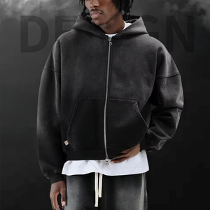 Sudadera con Capucha de Invierno de Algodón Grueso de Alta Calidad, Estilo Urbano Personalizado, Lavado Vintage, Unisex, Esencial, Lisa - Product Image 2