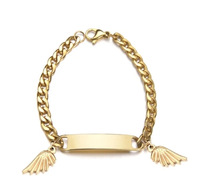 Bracelet simple avec plaque nominative, gravure personnalisée, bijoux vierges pour couple, or 18K PVD, argent, or, étanche, directement de l'usine, en stock.