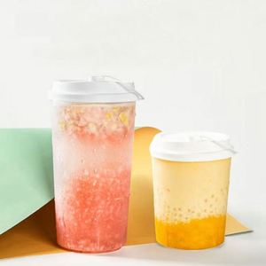 Gobelets en plastique PP transparents jetables de haute qualité, 90 mm, 500 ml, 700 ml, imprimés sur mesure, givrés, pour café, boissons et jus - Product Image 2