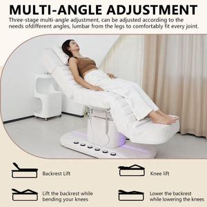 Lit de massage électrique en cuir PU blanc à 3 moteurs, confortable et doux, pour salon de beauté - Product Image 3