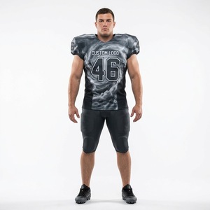 Custom American Football Jersey Adult Regular Fit Unisex V <b>Neck</b> Short Sleeve 100% Polyester Moisture Wicking <b>Heat</b>-Transfer - Product Image 4