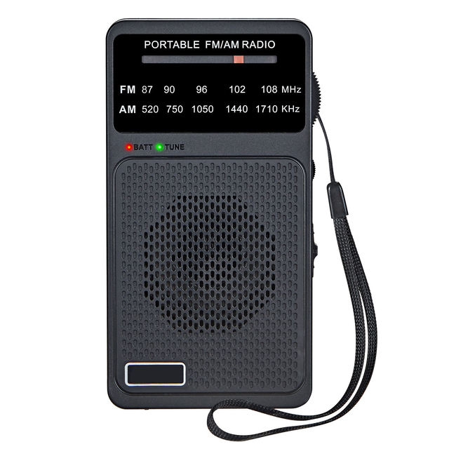 Pocket AM/FM Emergency Radio, Battery-Powered with Anti-Drop Design & Built-In Speaker