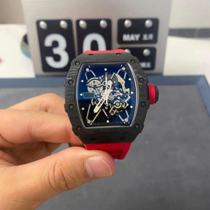 High-end luxury 3501 carbon fiber <b>mechanical</b> <b>watch</b>, barrel-shaped hollow blue dial, fashionable men's business sports <b>watch</b> - Product Image 2