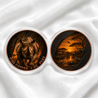 4 ensembles de pièces de collection jumelées en cuivre pur de 1 once, motif animaux sauvages de la savane africaine 2D, pièce de défi, médaille de collection sur le thème de la faune