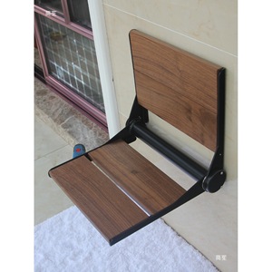 Banc mural à ressorts en bois massif, chaise pliante en acier inoxydable 304, tabouret de salle de bain pour changer de chaussures - Product Image 3