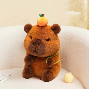 Peluche <span class=keywords><strong>de</strong></span> Capibara Curativo con Decoración Naranja y Mochila <span class=keywords><strong>de</strong></span> Aguacate, Tela Suave y Esponjosa, Tres Tamaños, Lindo Regalo para Amantes <span class=keywords><strong>de</strong></span> los Dibujos Animados - Product Image 2