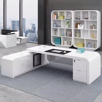 Meubles en bois blanc de haute qualité Bureau de direction en forme de L et chaise Bureau informatique Table de bureau